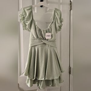 Altar'd State Light Green Ruffle Mini Romper Large NWT